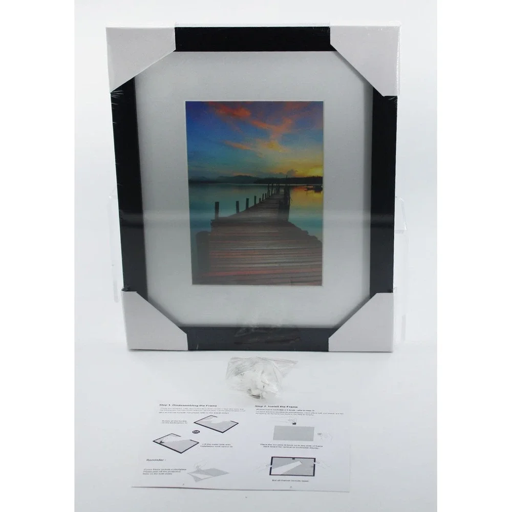 6 pcs Sindcom 8x10 Black Picture Frame Set MDF Wood Glass Wall Tabletop Display